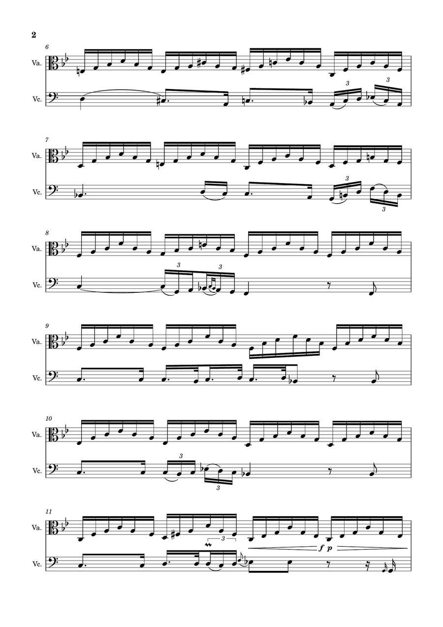 Ave Maria by F. Schubert – Arranged for Viola and Cello String Duet scores gallery preview page 2