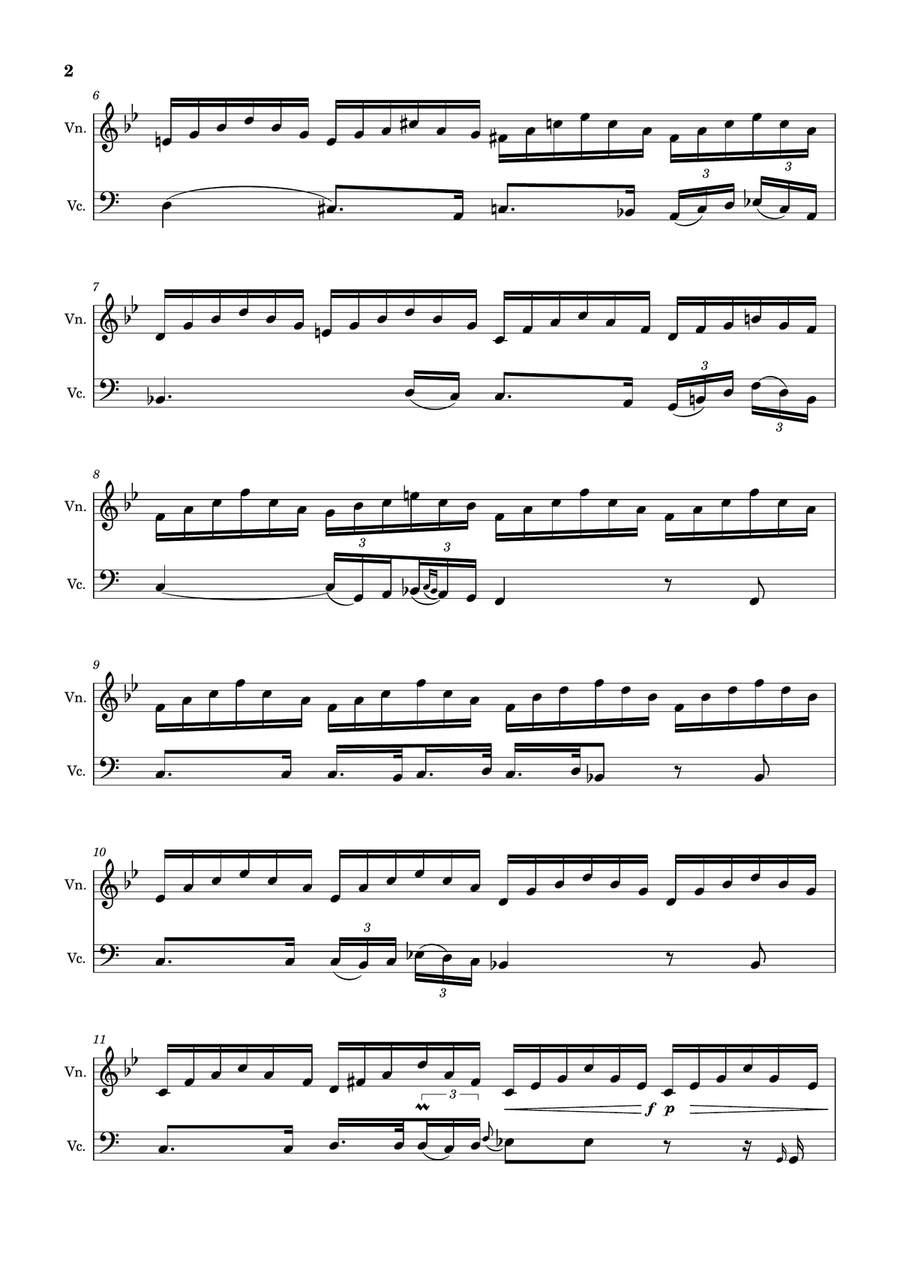 Ave Maria by F. Schubert – Arranged for Violin and Cello String Duet scores gallery preview page 2
