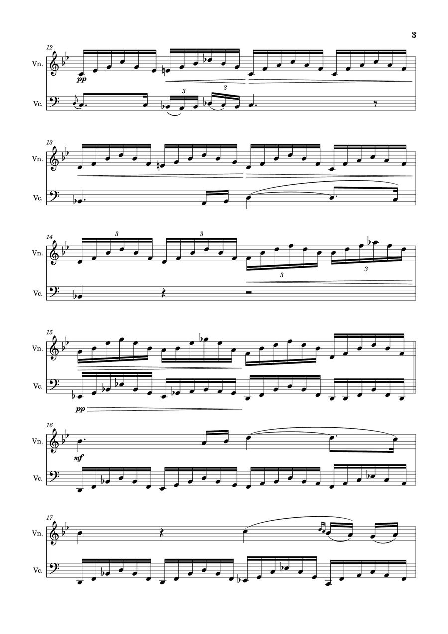 Ave Maria by F. Schubert – Arranged for Violin and Cello String Duet scores gallery preview page 3