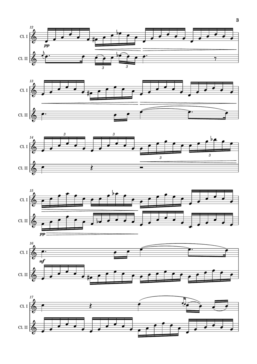 Ave Maria by F. Schubert – Arranged for Clarinet Duet. Clarinet Duet scores gallery preview page 3