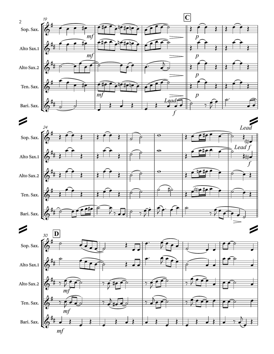 Singin’ in the Rain (for Saxophone Quartet SATB or AATB) Saxophone Quartet scores gallery preview page 3