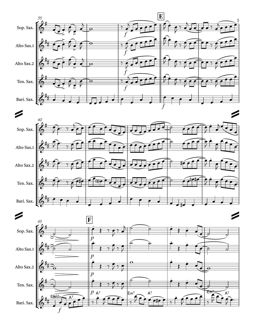 Singin’ in the Rain (for Saxophone Quartet SATB or AATB) Saxophone Quartet scores gallery preview page 4