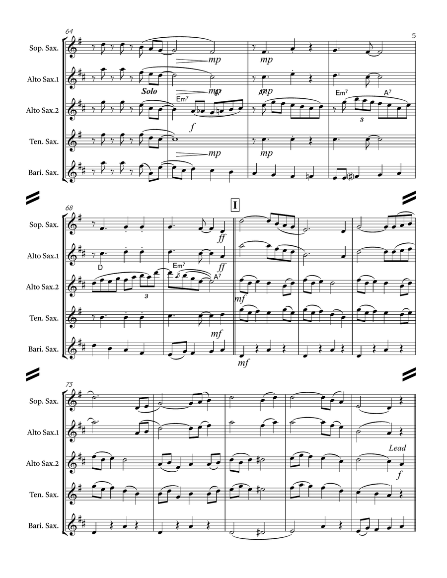 Singin’ in the Rain (for Saxophone Quartet SATB or AATB) Saxophone Quartet scores gallery preview page 6