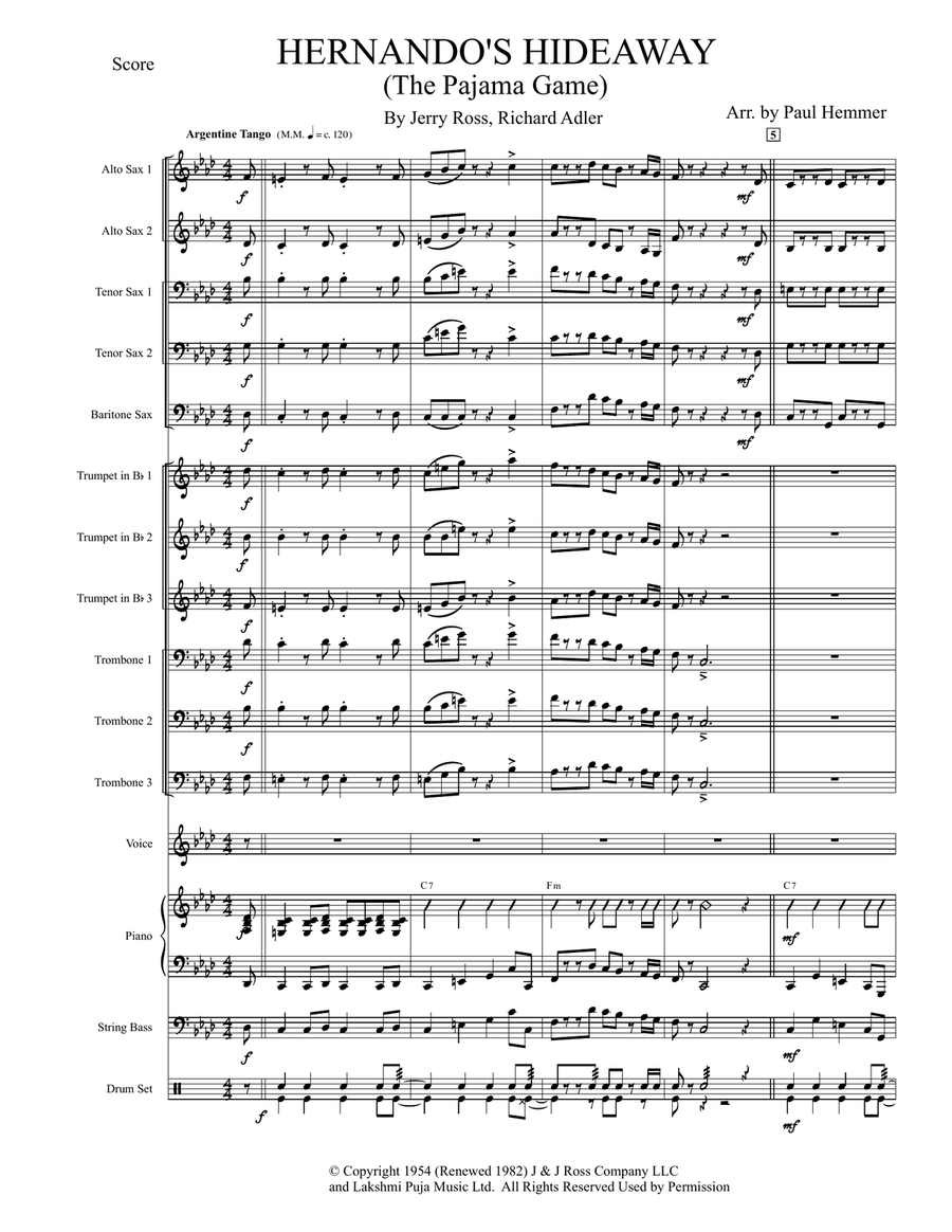 Hernando's Hideaway Hernando's Hideaway Jazz Ensemble scores gallery preview page 1