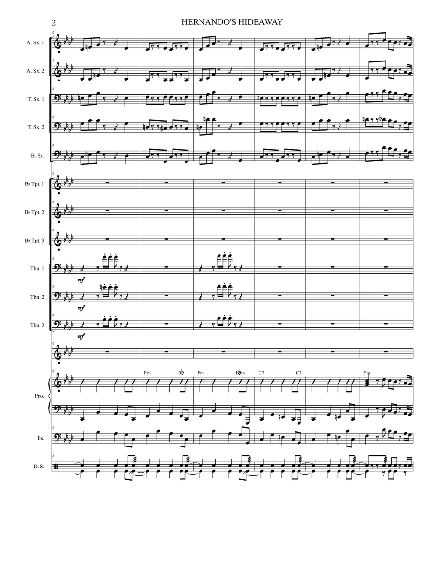 Hernando's Hideaway Hernando's Hideaway Jazz Ensemble scores gallery preview page 2