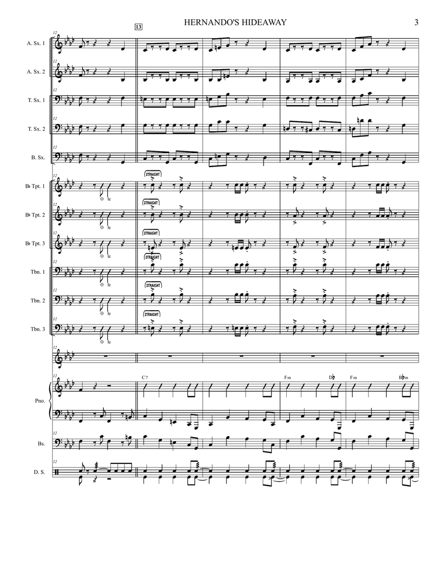 Hernando's Hideaway Hernando's Hideaway Jazz Ensemble scores gallery preview page 3