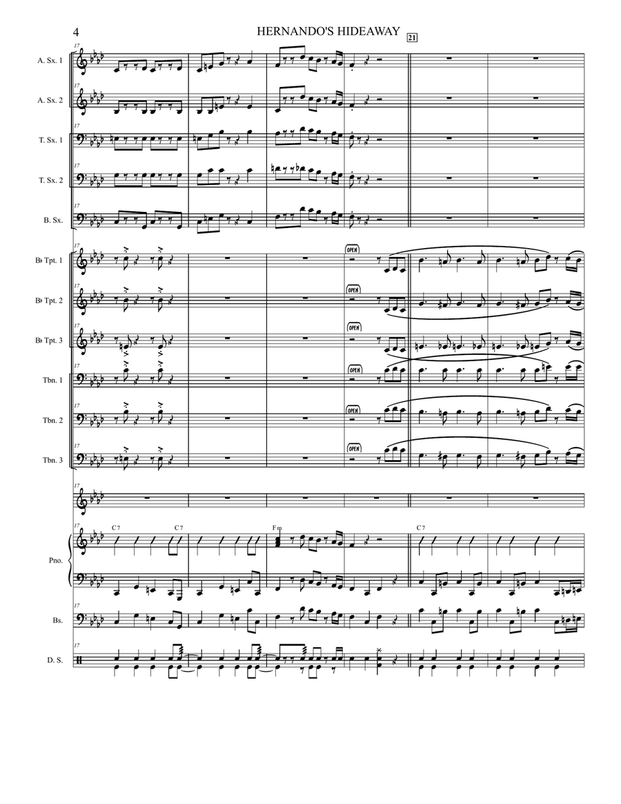 Hernando's Hideaway Hernando's Hideaway Jazz Ensemble scores gallery preview page 4