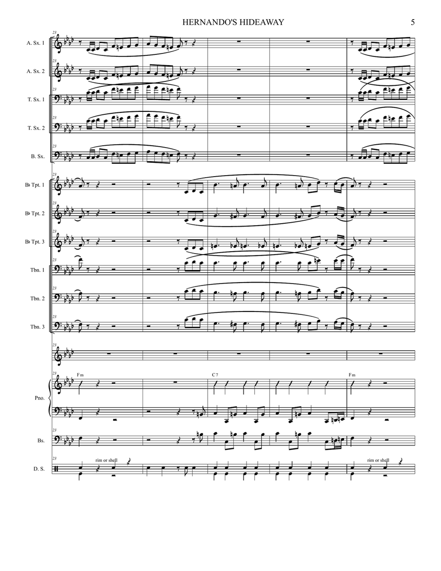 Hernando's Hideaway Hernando's Hideaway Jazz Ensemble scores gallery preview page 5