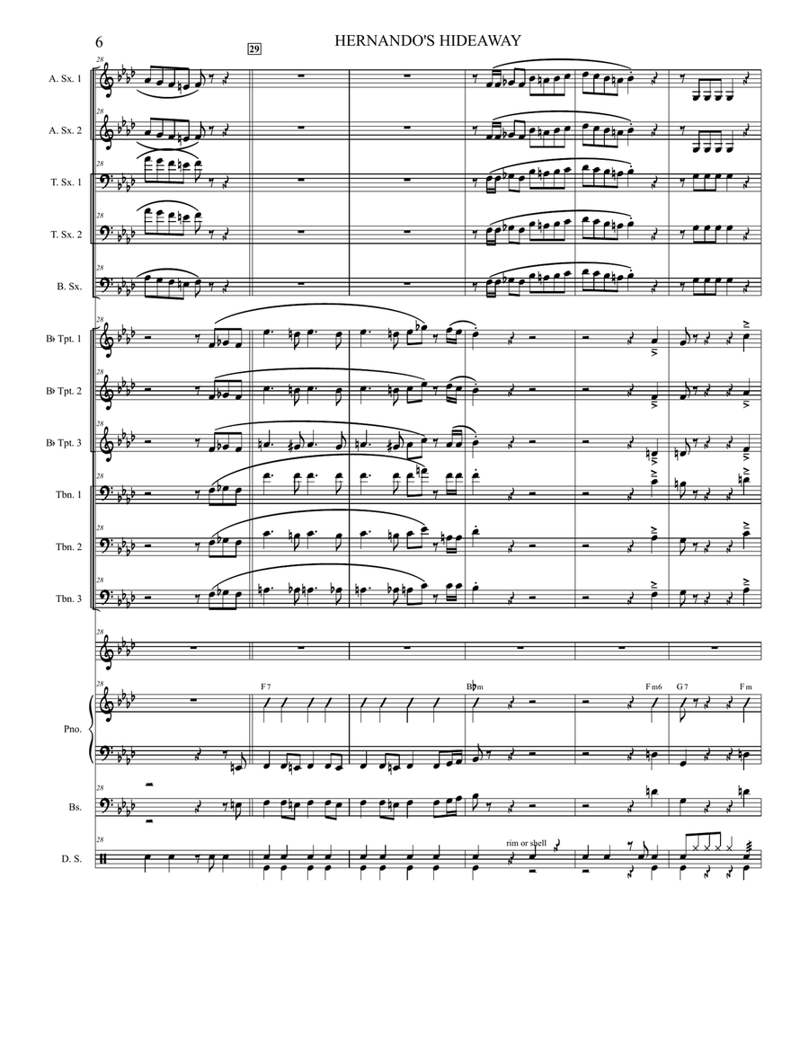 Hernando's Hideaway Hernando's Hideaway Jazz Ensemble scores gallery preview page 6