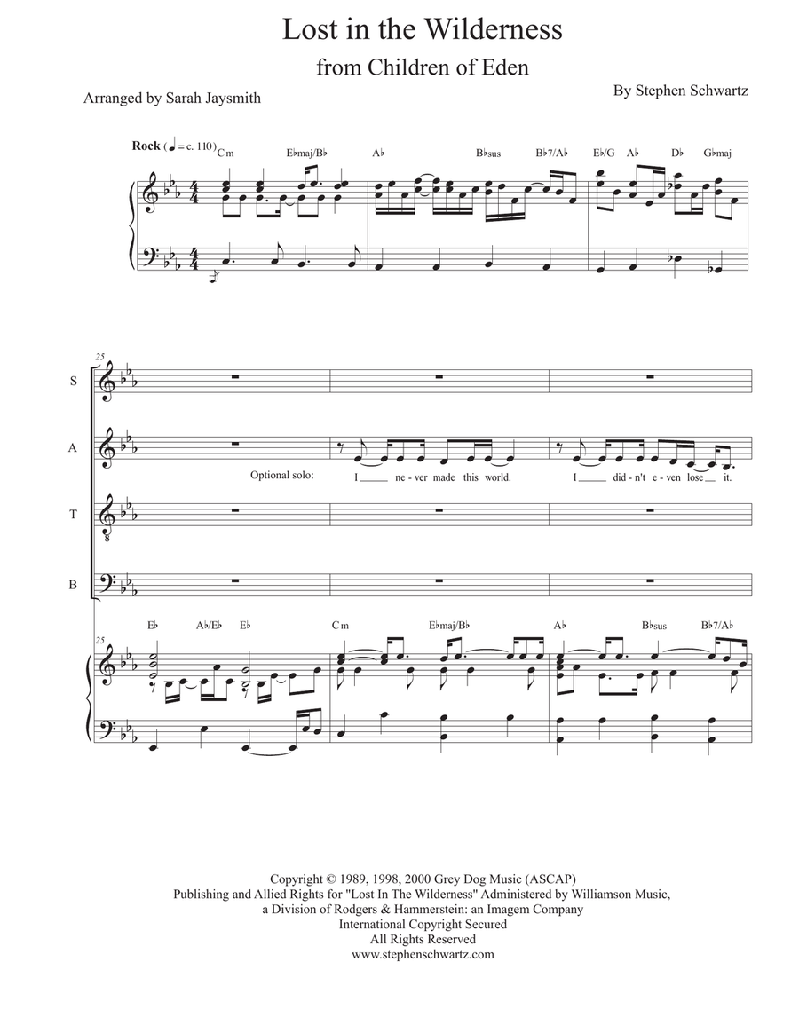Lost In The Wilderness Lost In The Wilderness 4-Part scores gallery preview page 1