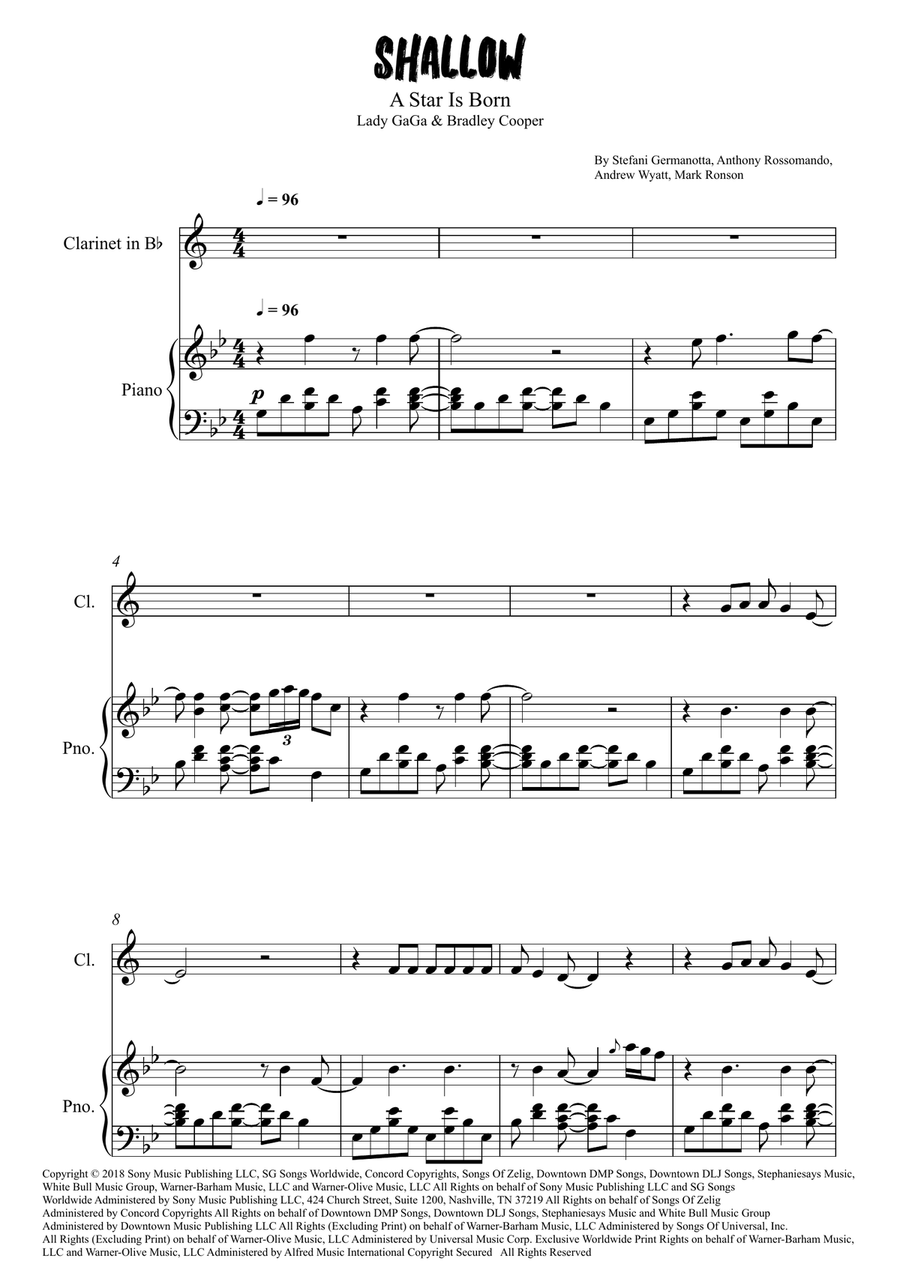 Shallow Shallow Clarinet Solo scores gallery preview page 1