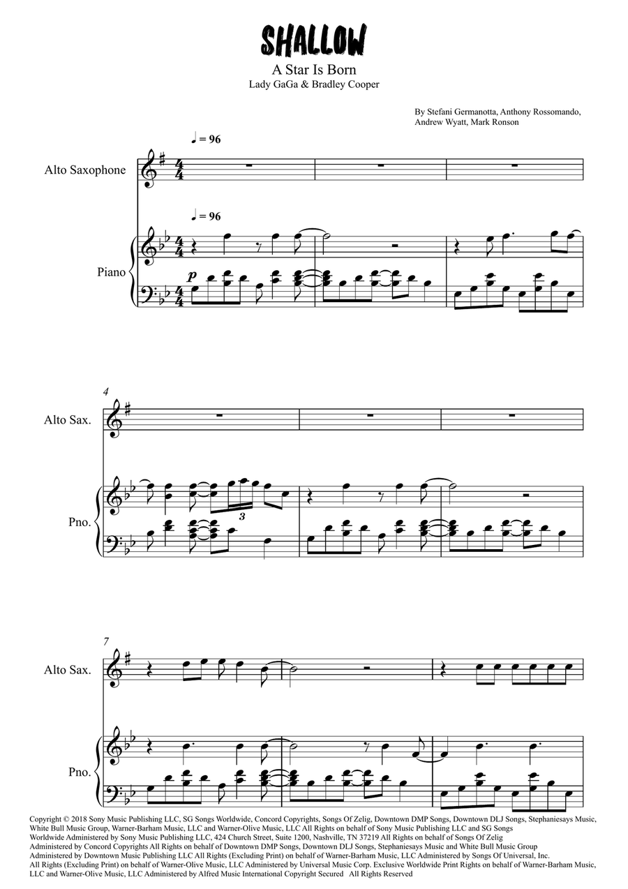 Shallow Shallow Alto Saxophone scores gallery preview page 1