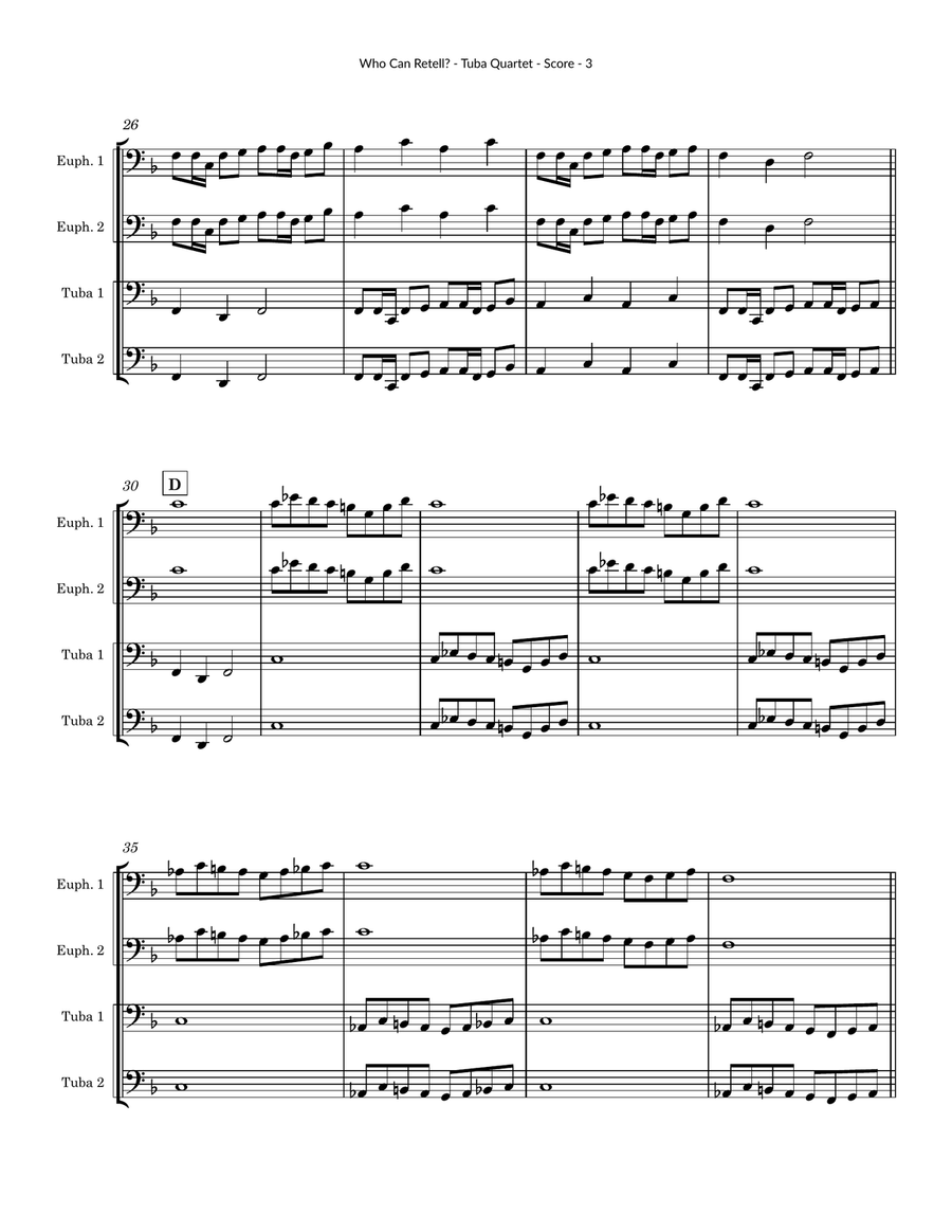Who Can Retell? for Tuba Quartet Brass Quartet scores gallery preview page 3