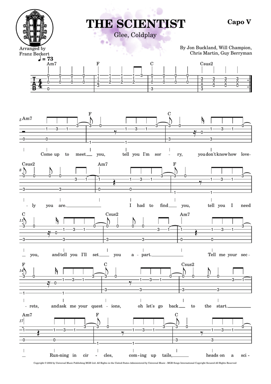 The Scientist Acoustic Guitar scores gallery preview page 1