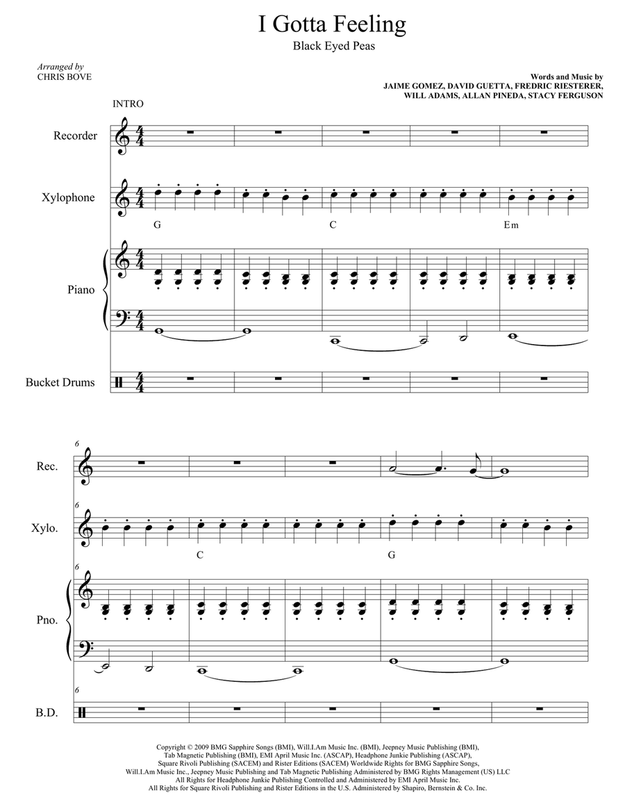 I Gotta Feeling Small Ensemble scores gallery preview page 5