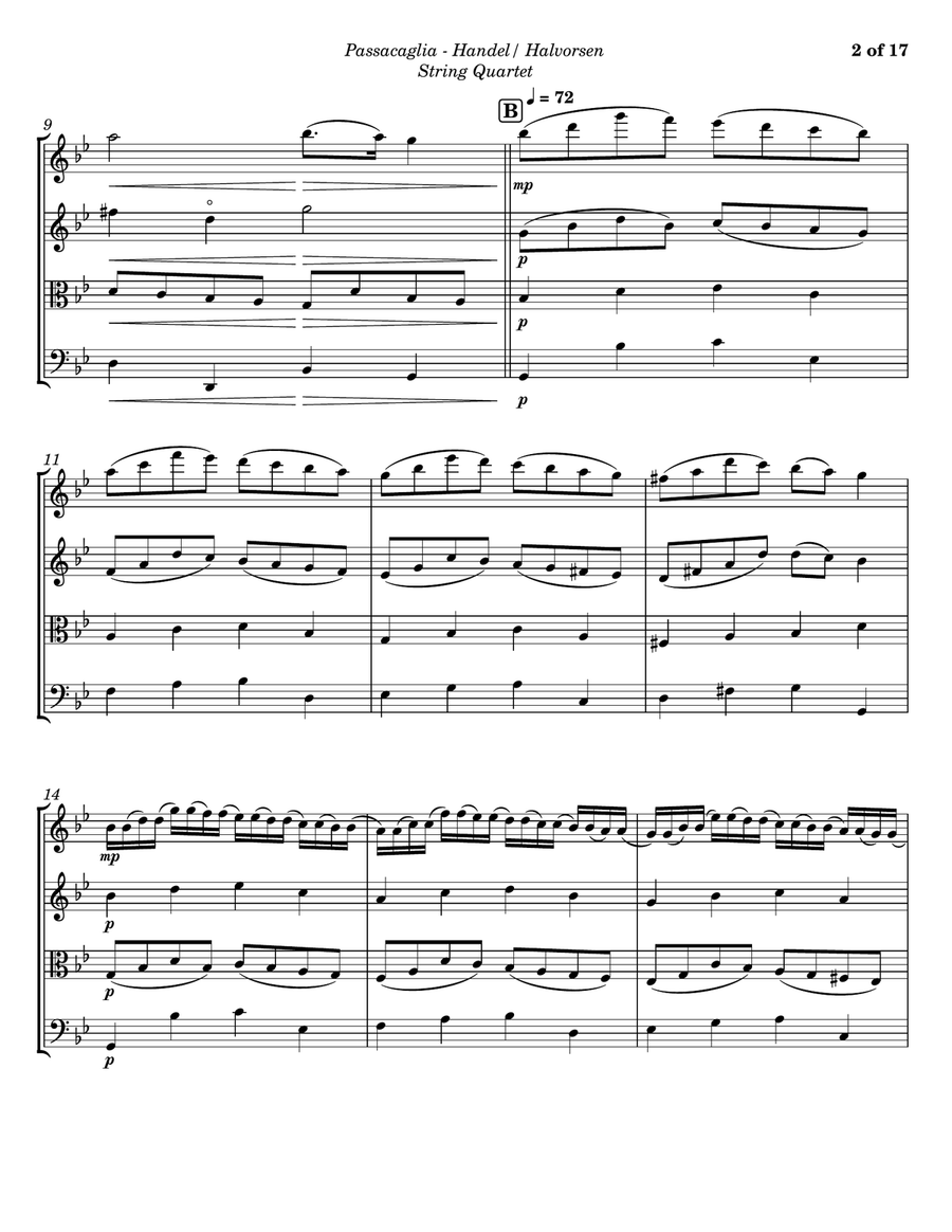Passacaglia (after Handel's Suite No. 7 in G minor) String Quartet scores gallery preview page 2