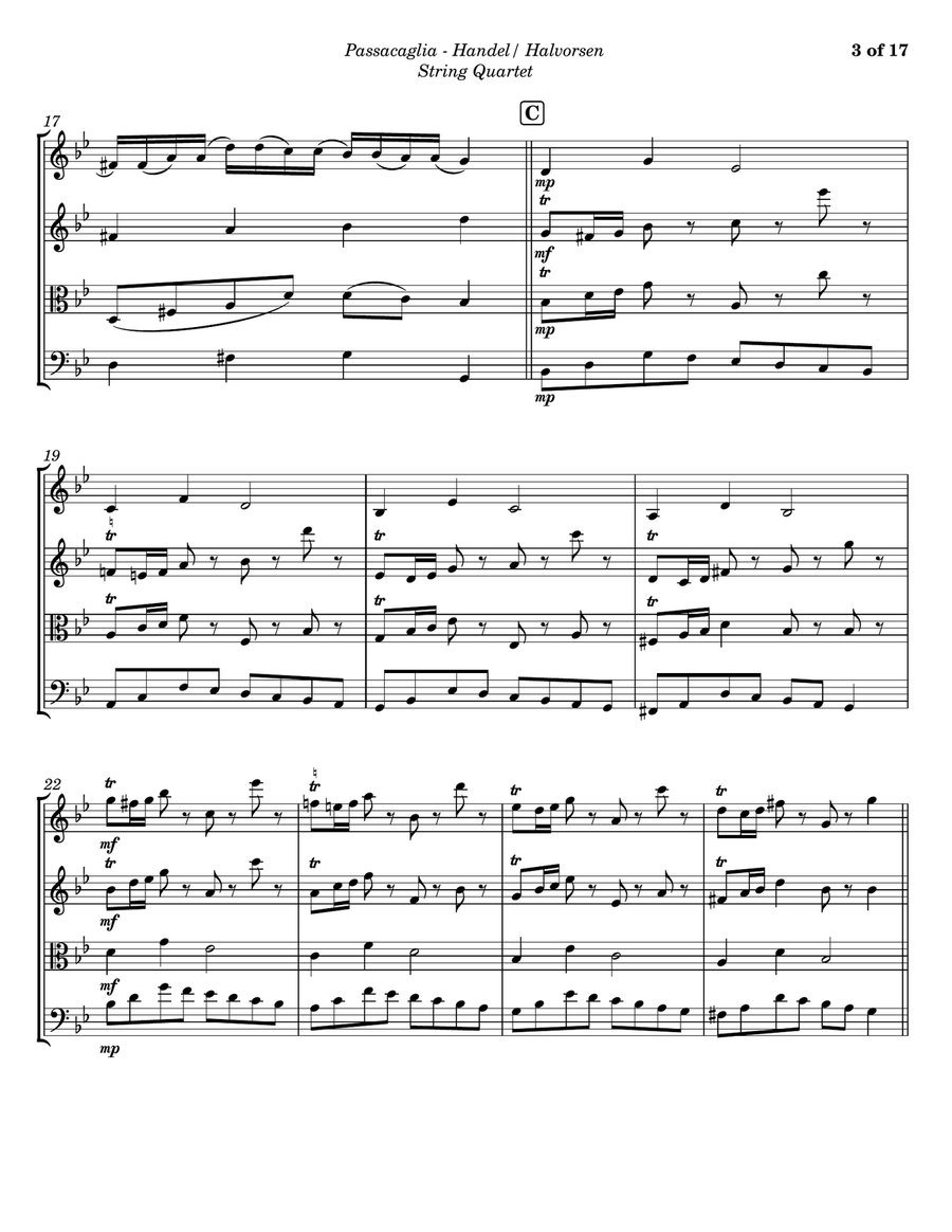 Passacaglia (after Handel's Suite No. 7 in G minor) String Quartet scores gallery preview page 3