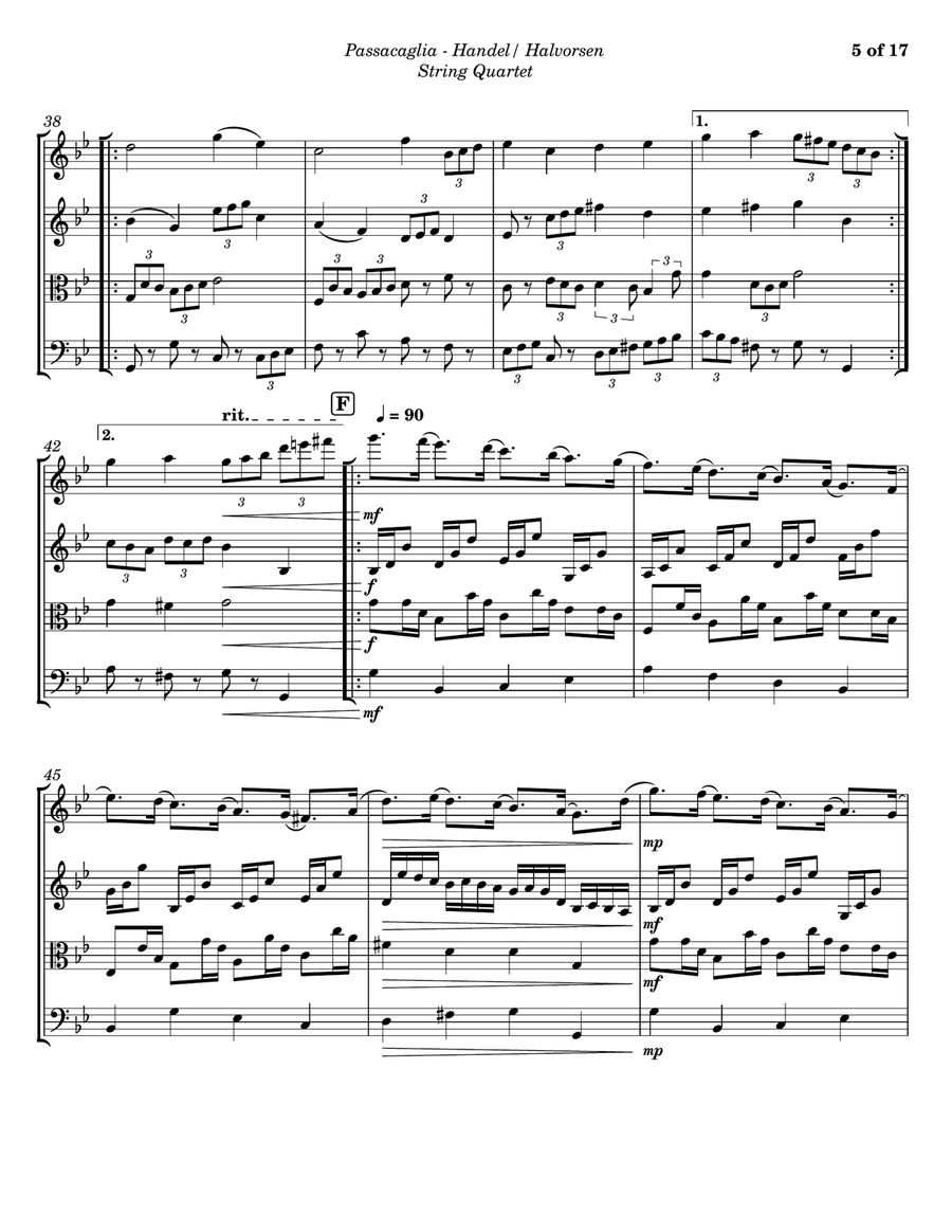 Passacaglia (after Handel's Suite No. 7 in G minor) String Quartet scores gallery preview page 5
