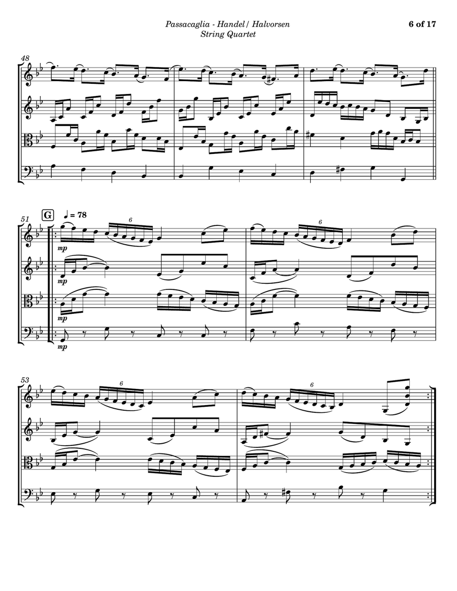 Passacaglia (after Handel's Suite No. 7 in G minor) String Quartet scores gallery preview page 6