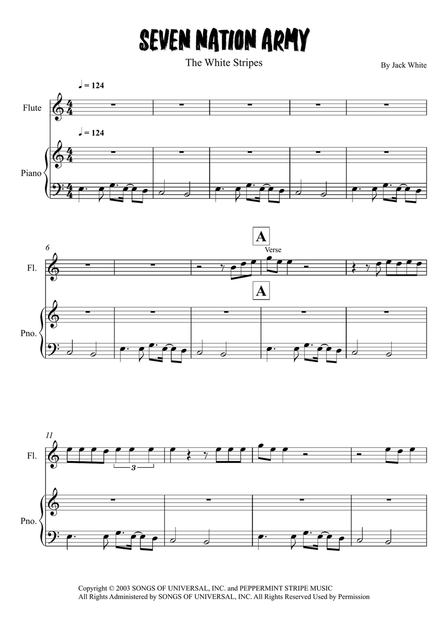 Seven Nation Army Seven Nation Army Flute Solo scores gallery preview page 1
