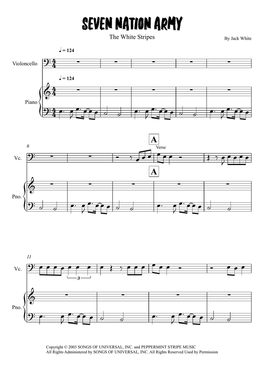 Seven Nation Army Seven Nation Army Piano scores gallery preview page 1