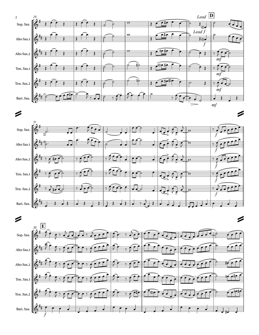 Singin’ in the Rain (for Saxophone Quintet SATTB or AATTB) Saxophone Quintet scores gallery preview page 3