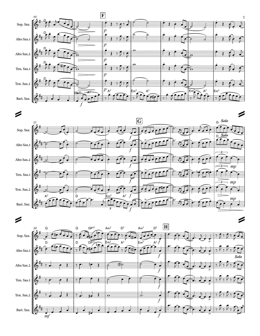 Singin’ in the Rain (for Saxophone Quintet SATTB or AATTB) Saxophone Quintet scores gallery preview page 4