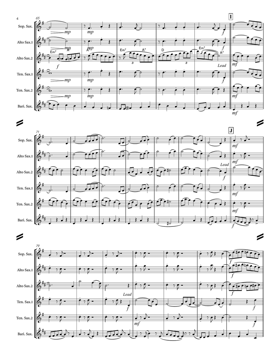 Singin’ in the Rain (for Saxophone Quintet SATTB or AATTB) Saxophone Quintet scores gallery preview page 5