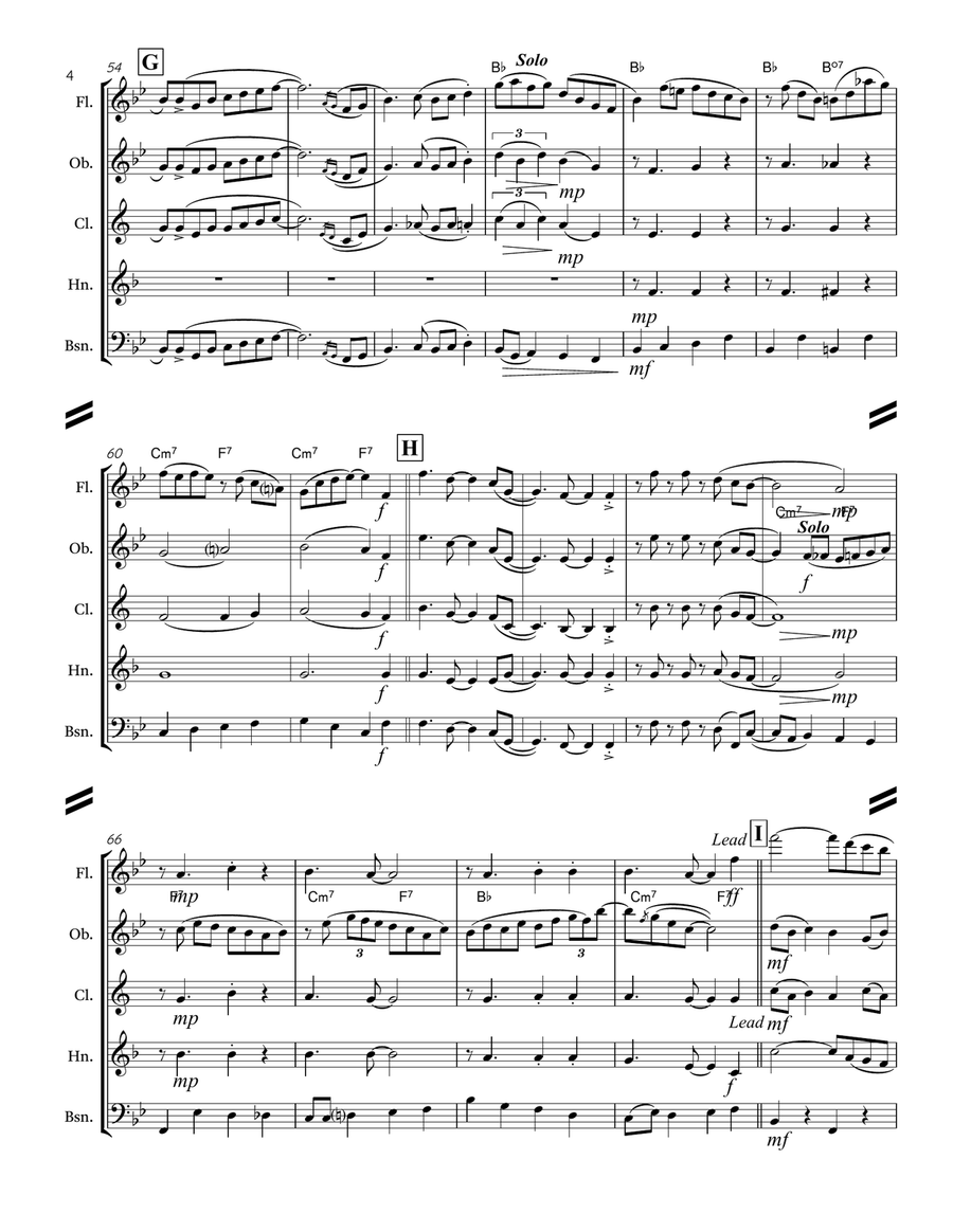 Singin’ in the Rain (for Woodwind Quintet) Woodwind Quintet scores gallery preview page 5