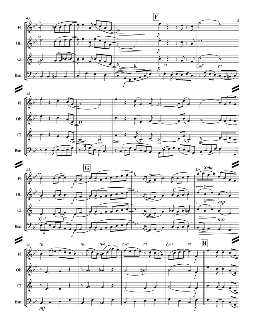 Singin’ in the Rain (for Woodwind Quartet) Woodwind Quartet scores gallery preview page 4