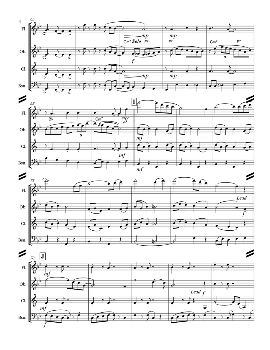 Singin’ in the Rain (for Woodwind Quartet) Woodwind Quartet scores gallery preview page 5