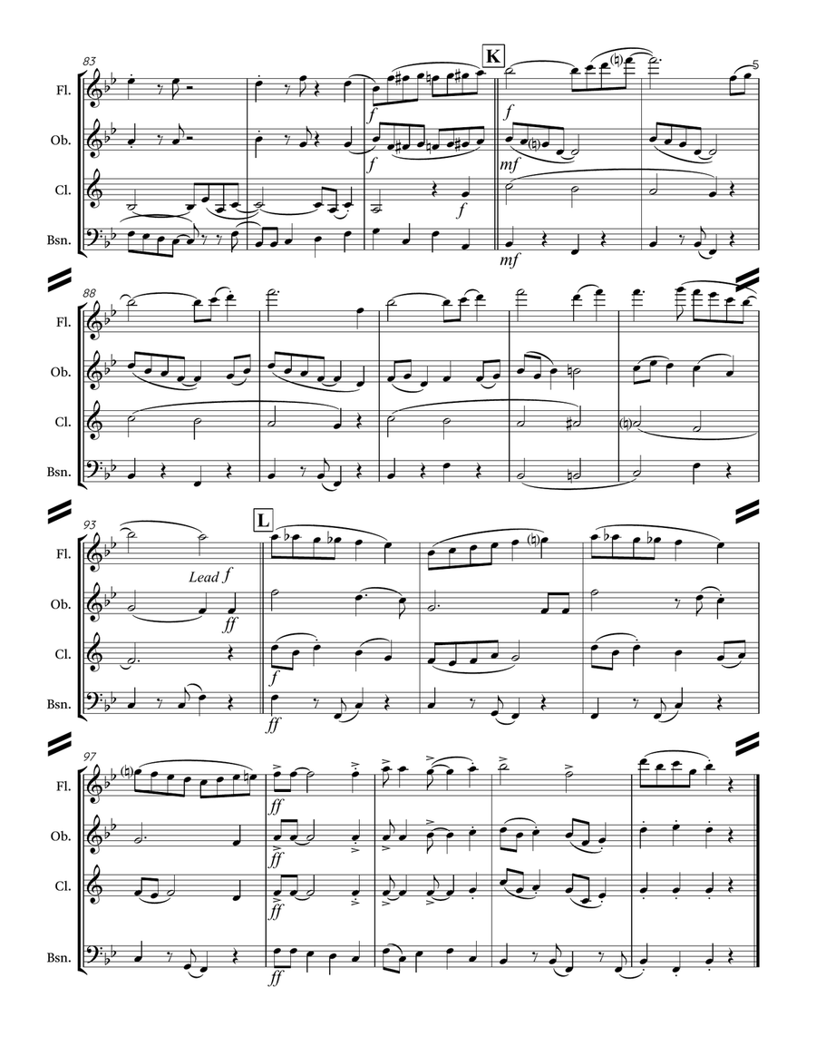 Singin’ in the Rain (for Woodwind Quartet) Woodwind Quartet scores gallery preview page 6