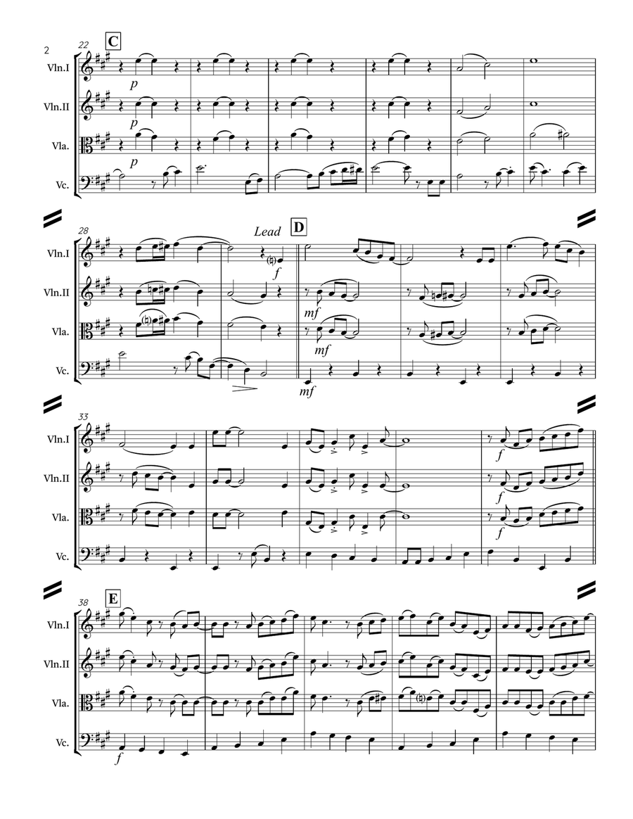 Singin’ in the Rain (for String Quartet) String Quartet scores gallery preview page 3