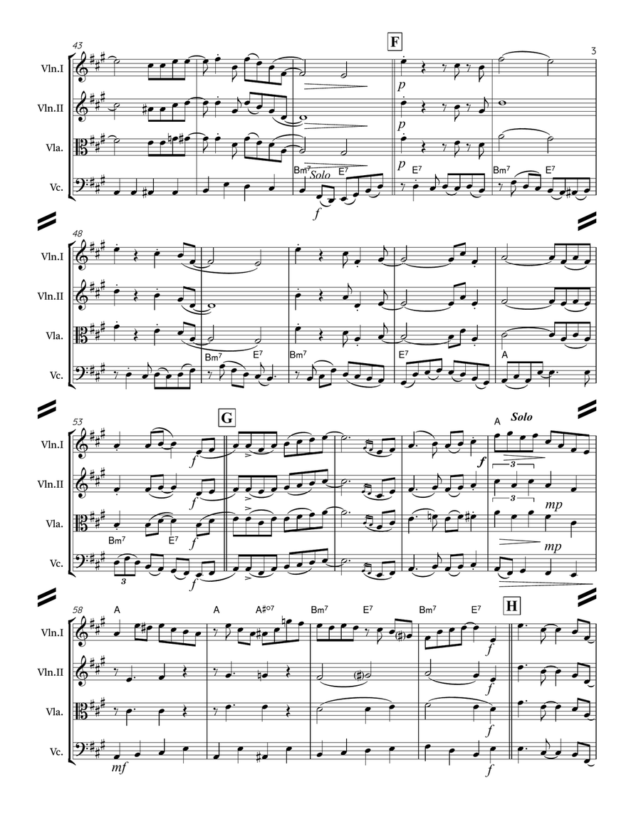 Singin’ in the Rain (for String Quartet) String Quartet scores gallery preview page 4