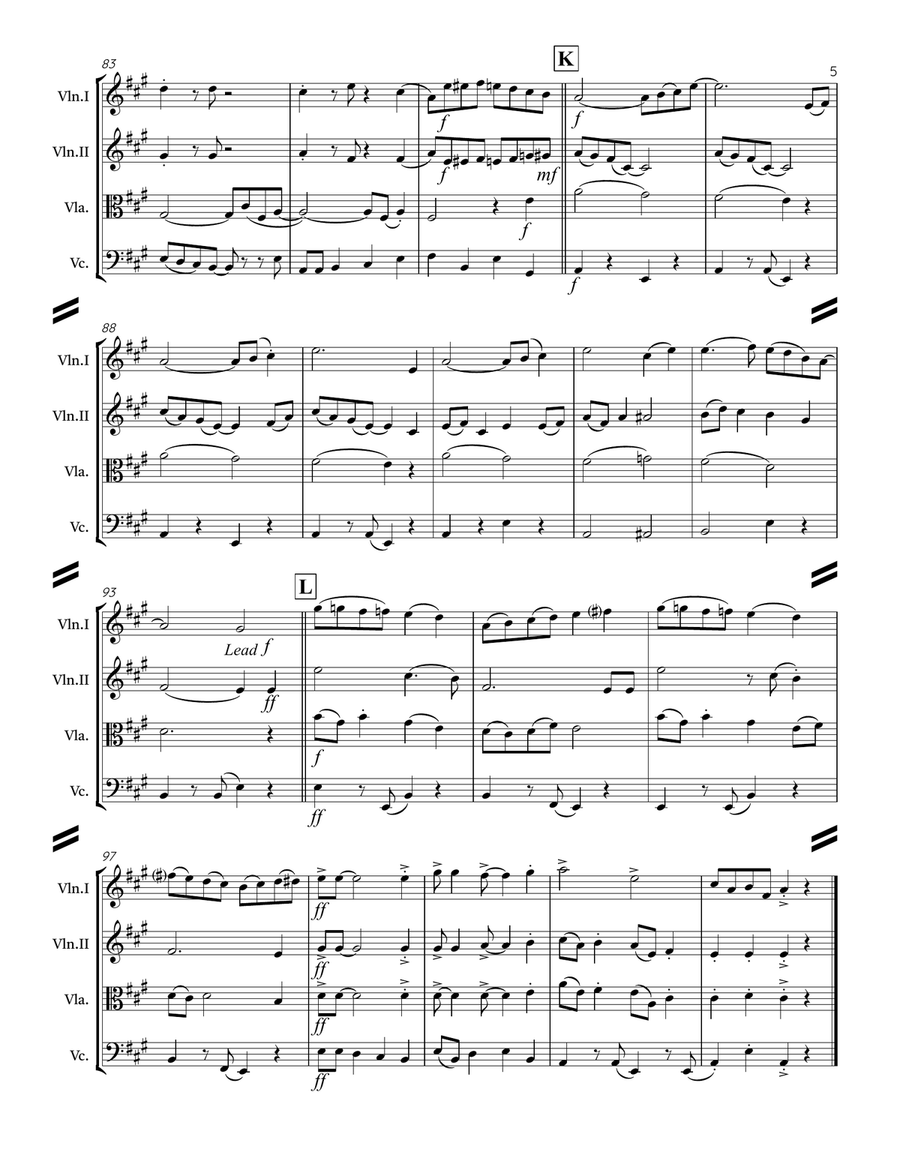 Singin’ in the Rain (for String Quartet) String Quartet scores gallery preview page 6