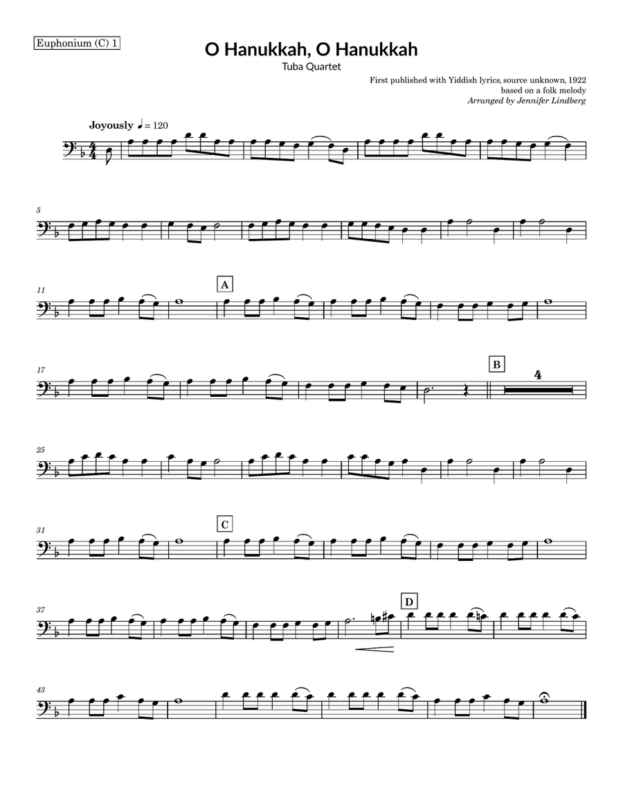 O Hanukkah, O Hanukkah for Tuba Quartet Brass Quartet scores gallery preview page 5