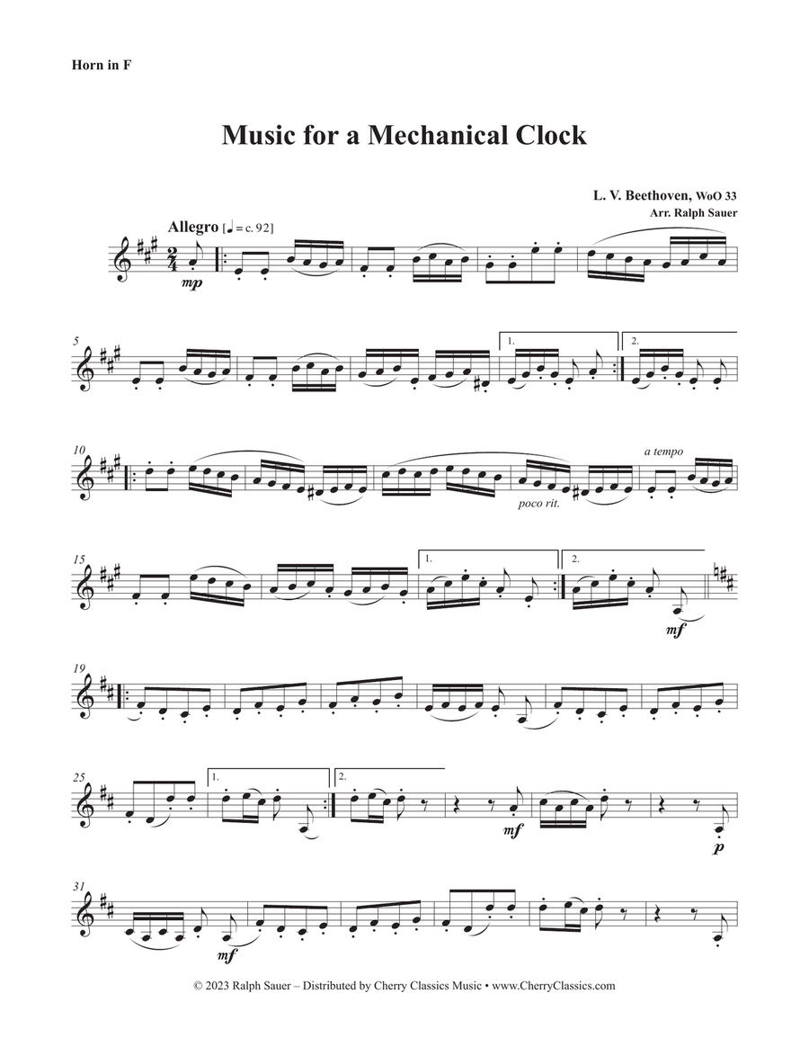 Music for a Mechanical Clock for Horn and Piano Piano scores gallery preview page 1