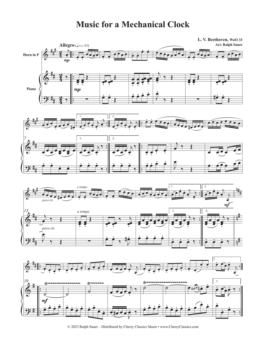 Music for a Mechanical Clock for Horn and Piano Piano scores gallery preview page 3