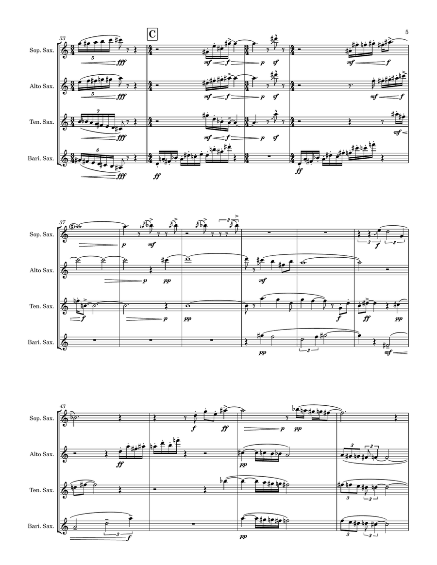Scherzo (Saxophone Quartet) - Score Only Saxophone Quartet scores gallery preview page 6