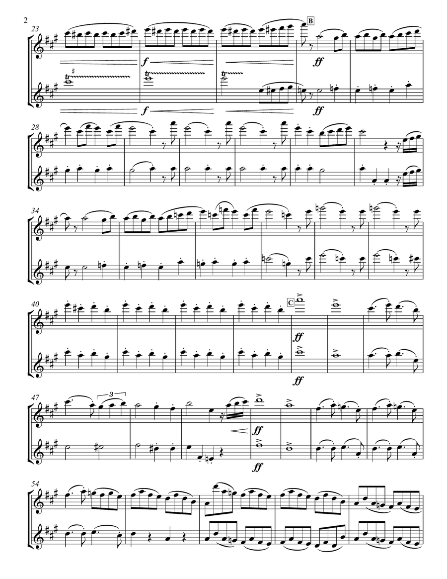 Carnaval Overture for Two Flutes Flute Duet scores gallery preview page 3