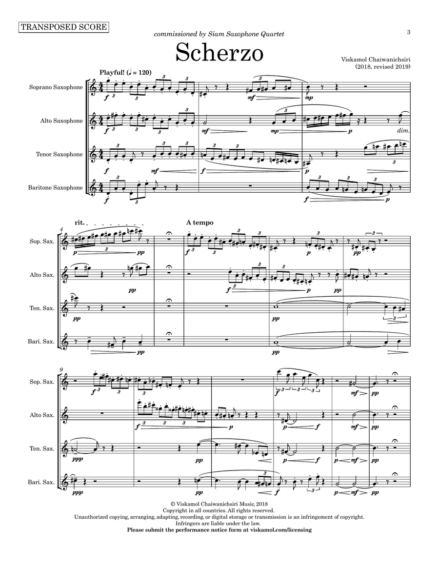 Scherzo (Saxophone Quartet) Saxophone Quartet scores gallery preview page 4