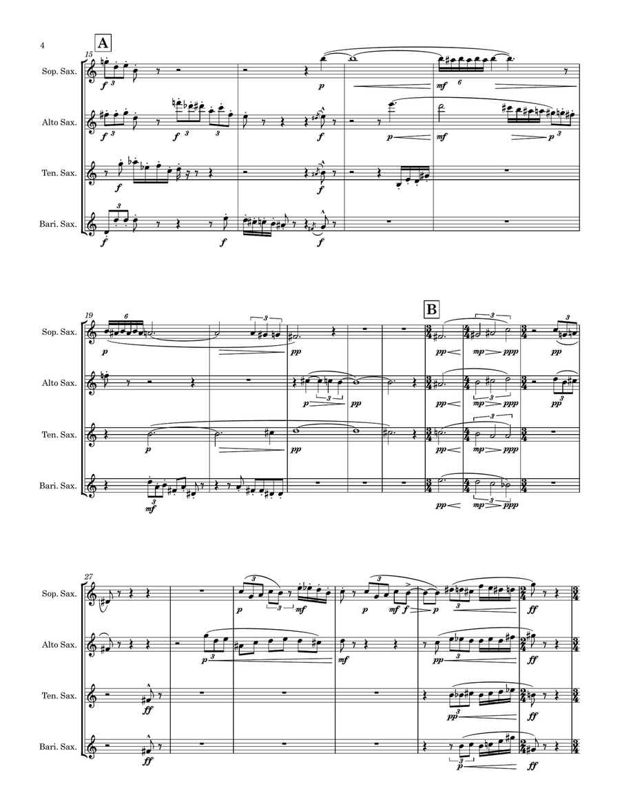 Scherzo (Saxophone Quartet) Saxophone Quartet scores gallery preview page 5