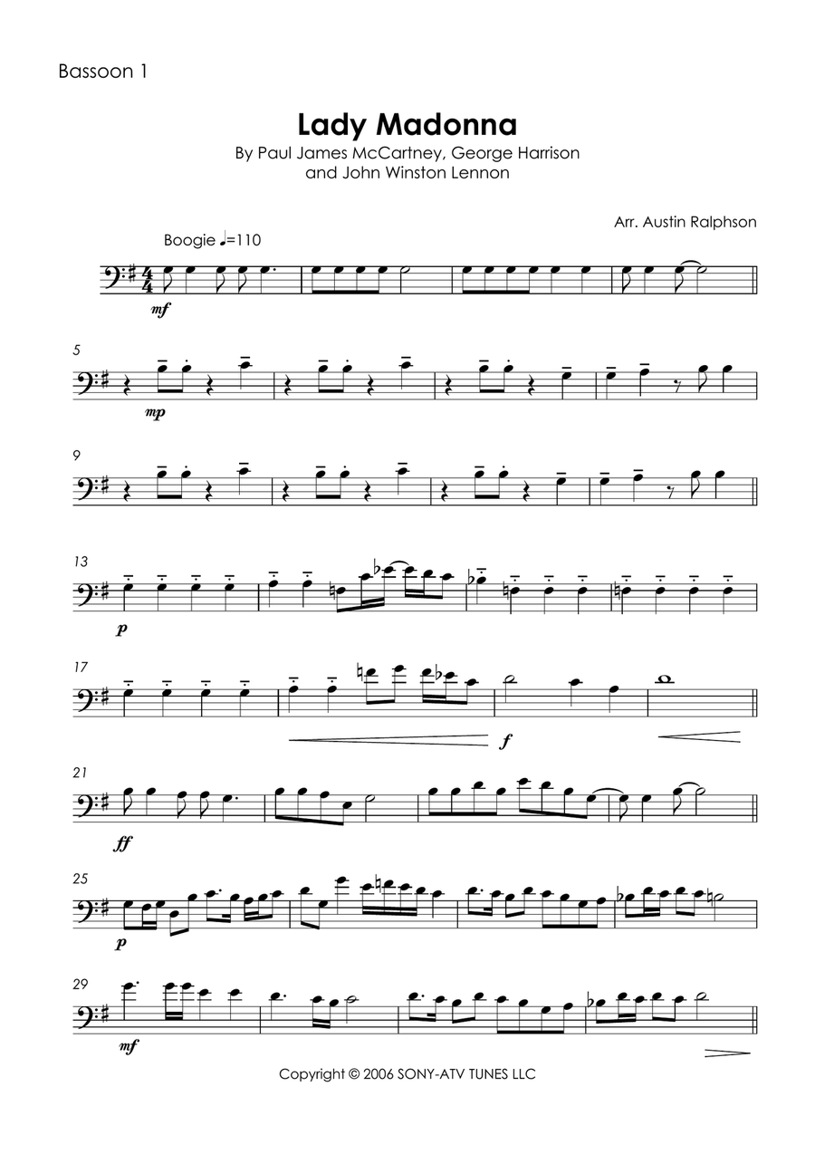 Lady Madonna Lady Madonna Brass Quartet scores gallery preview page 3