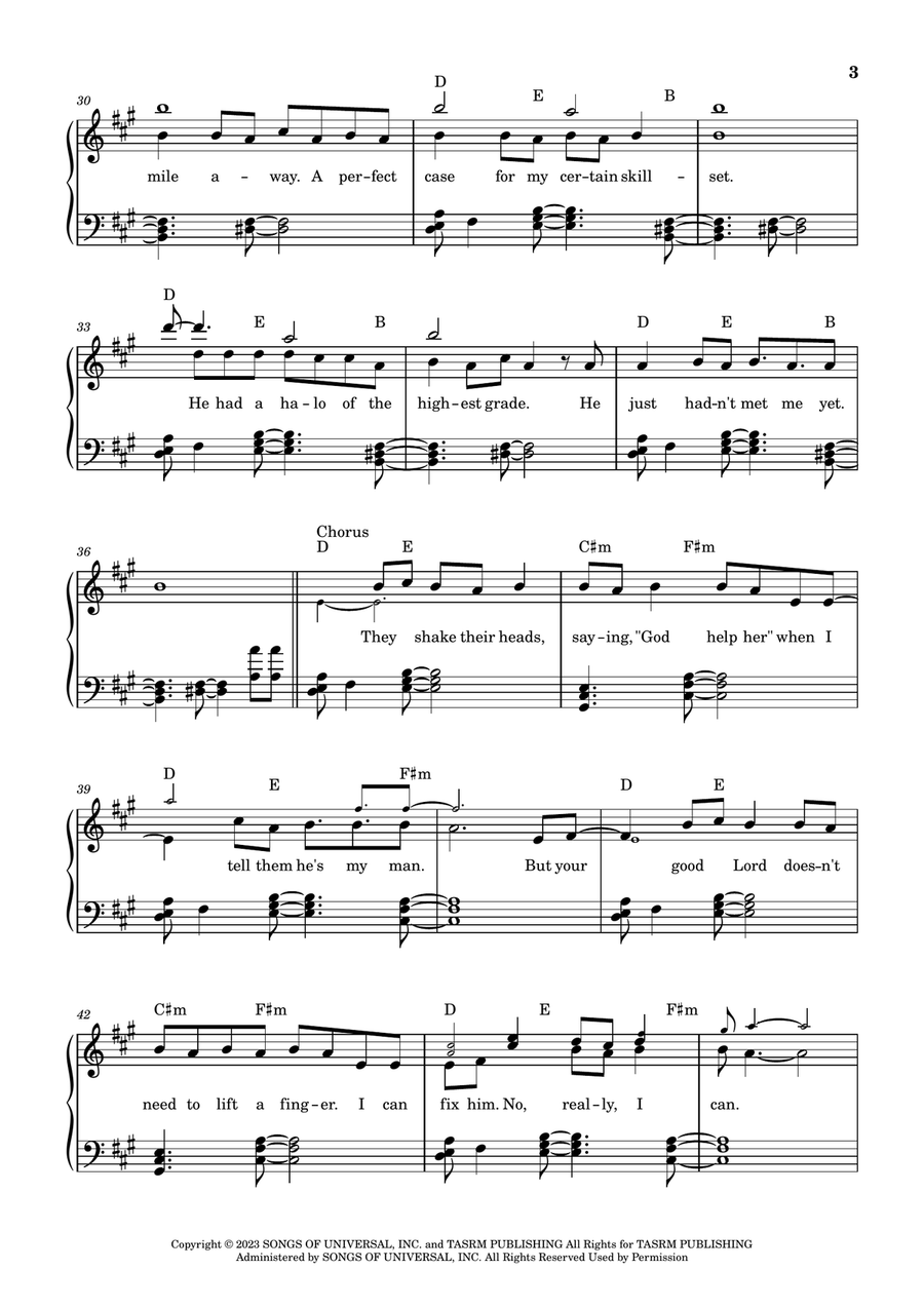 I Can Fix Him (No Really I Can) Piano Solo scores gallery preview page 3