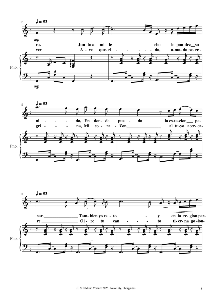 Las Golondrinas Las Golondrinas Piano, Vocal scores gallery preview page 3