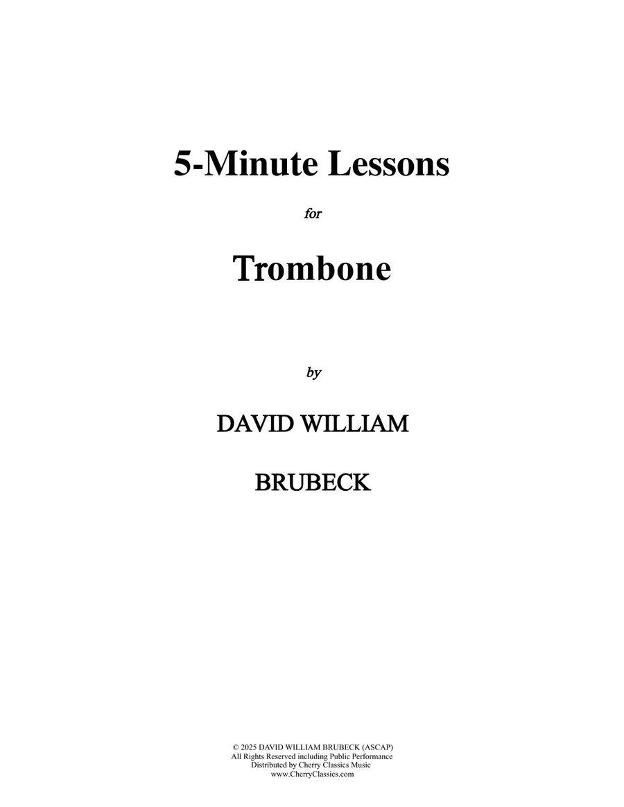 5-Minute Lessons - A Trombone Method for Beginners Trombone scores gallery preview page 1