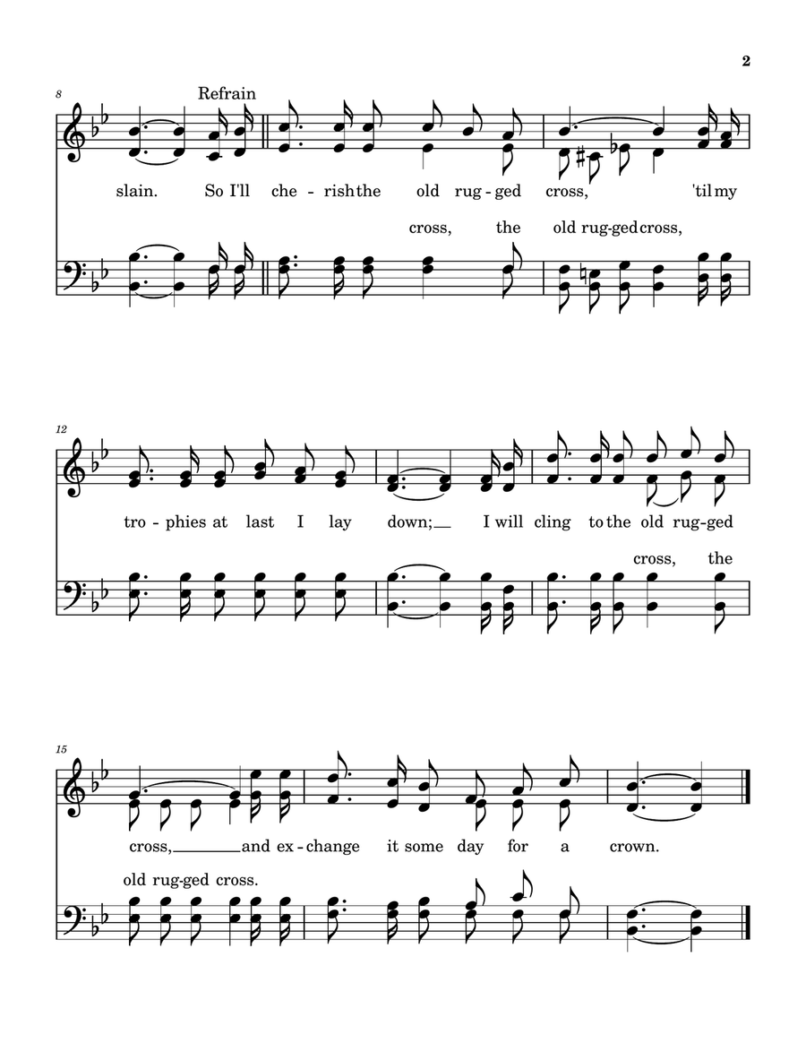 Old Rugged Cross Hymnbook Version LARGE PRINT On A Hill Far Away Easter Lent Christian Hymn Easy Piano scores gallery preview page 2