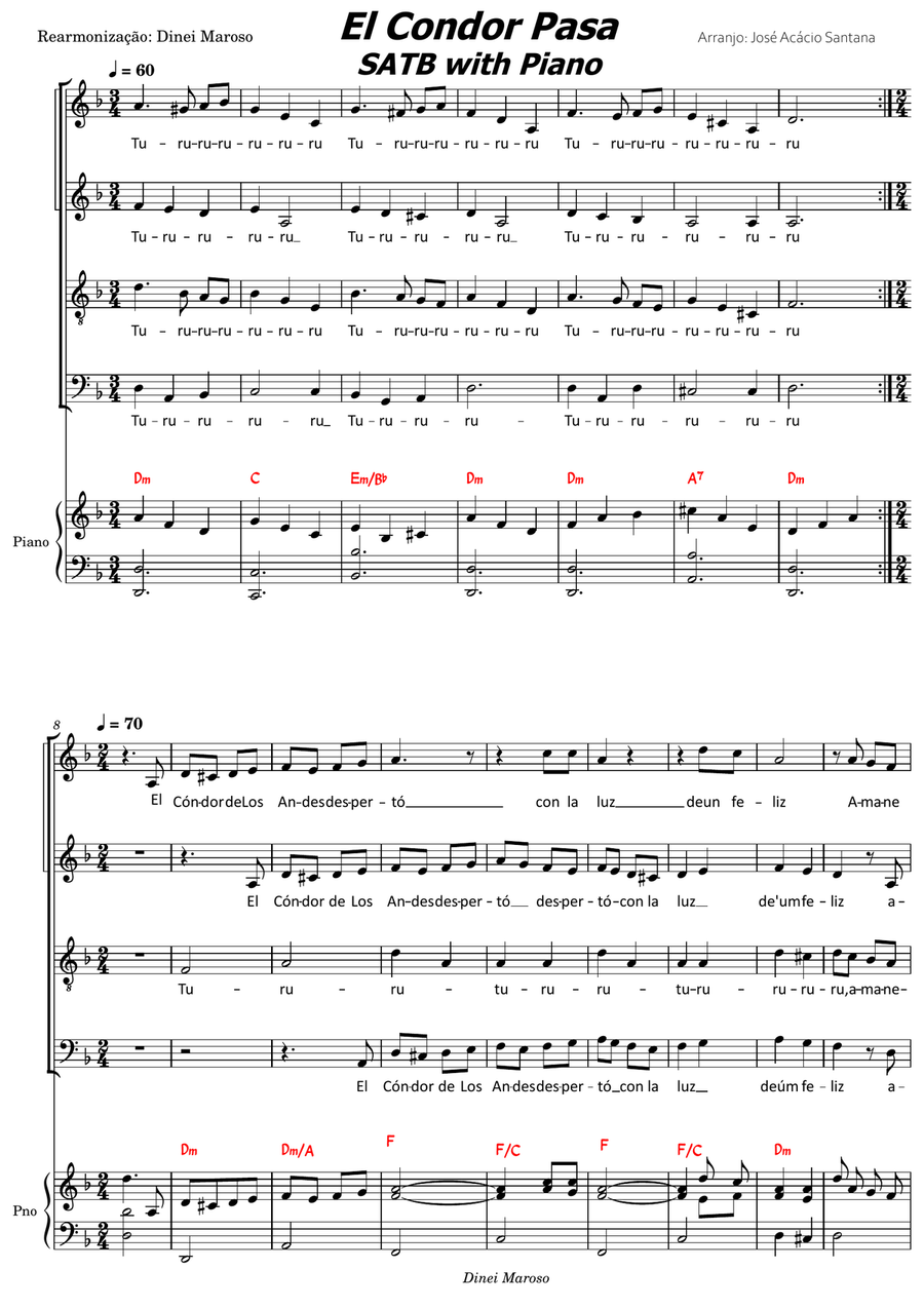 El Condor Pasa (If I Could) 4-Part scores gallery preview page 1