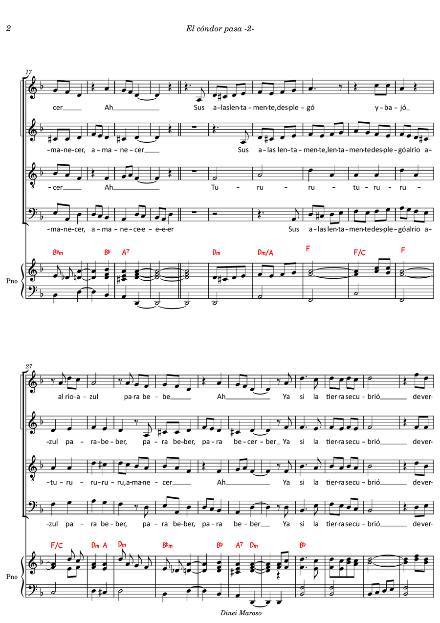 El Condor Pasa (If I Could) 4-Part scores gallery preview page 2