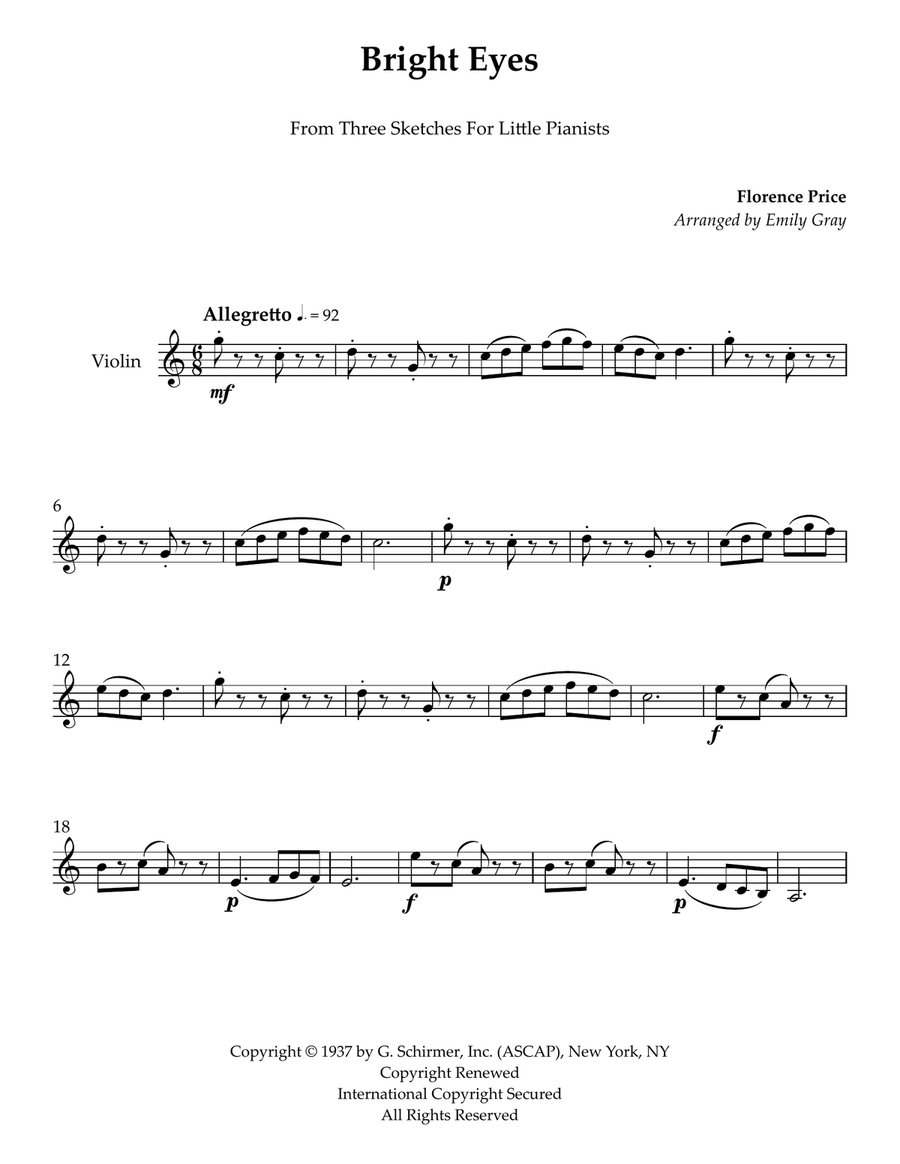 Bright Eyes Bright Eyes Violin Solo scores gallery preview page 1